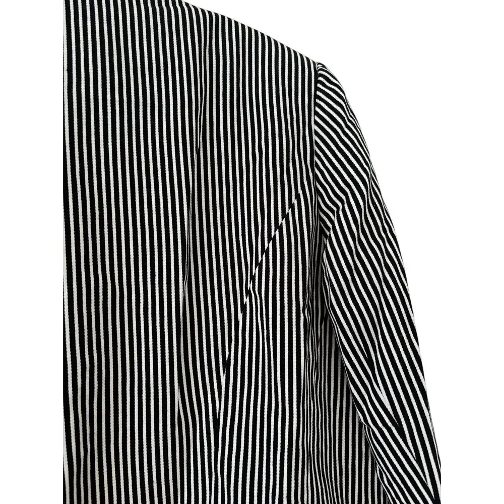 Chaps Womens 18W Black White Striped Cotton Blazer Jacket Plus Size Button - Picture 13 of 13